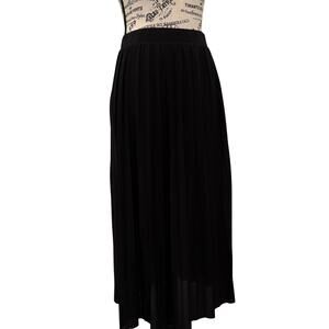 Love Highlight Black Pleated Maxi Skirt Size Large Flowy Long Whimsigoth Gypsy